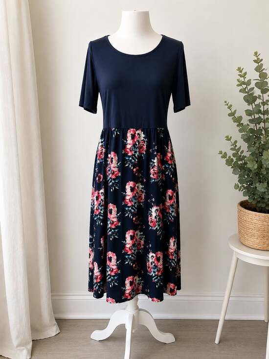 Kancystore Dresses & Skirts - Kancystore Women's Plus Size Floral Print Short Sleeve Maxi Dress, Size 3XL